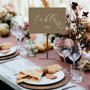 Modern Colorblock Wedding Dark Neutral Table Number