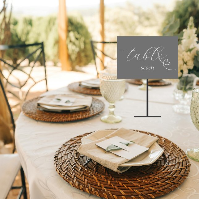 Modern Colorblock Wedding | Dark Silver Table Number (Creator Uploaded)