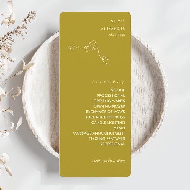 Modern Colorblock Wedding Program | Dark Yellow (Creator Uploaded)