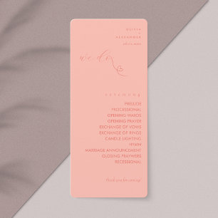 Modern Colorblock Wedding Program Light Coral