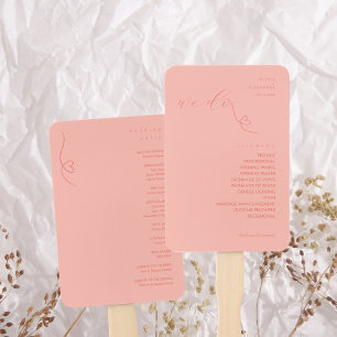Modern Colorblock Wedding Program   Light Coral Hand Fan