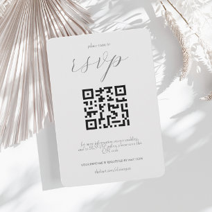 Modern Colorblock Wedding QR code Light Silver RSVP Card