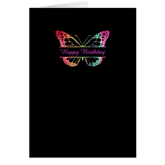 Modern Colored Butterfly Greeting Card Glitter (Front)