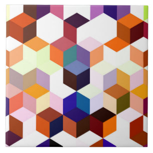 Modern Colorful 3d Cubes and Hexagons pattern Tile