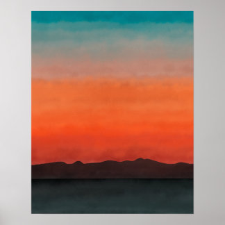 Modern Colorful Abstract Beach Sunset Poster