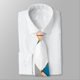Modern Colorful Abstract Gold Geometric Strokes Tie