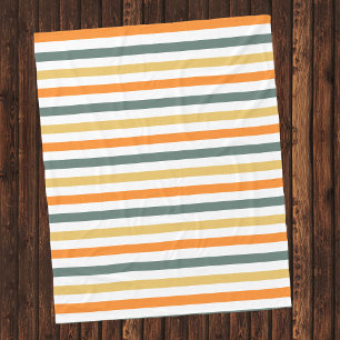 Modern Colorful Autumnal Fall Striped Pattern Fleece Blanket