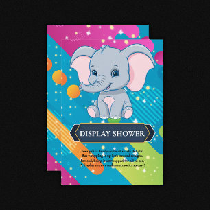 Modern Colorful Blue Elephant Baby Shower Enclosure Card