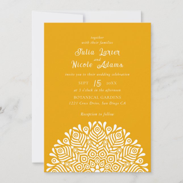 Modern Colorful Boho Ethnic Floral Mandala Wedding Invitation (Front)