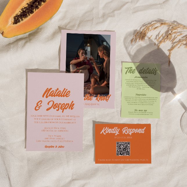 Modern Colorful Bold Fun Funky Colorful Wedding  Invitation (Creator Uploaded)