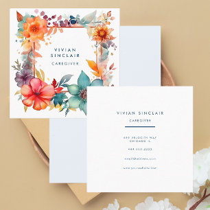 Modern Colorful Caregiver Health Aide Square Business Card