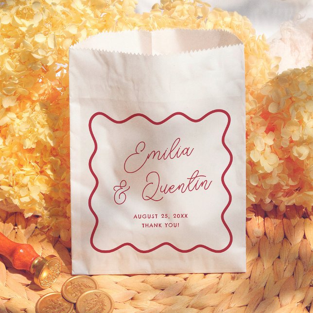 Modern Colorful Chic Wavy Frame Retro Wedding Favour Bag (Creator Uploaded)