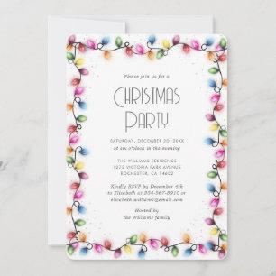 Modern Colorful Christmas Lights Party Invitation
