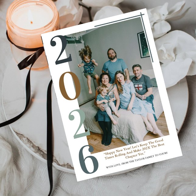 Modern Colorful Classy Happy New Year 2026  Holiday Card (Creator Uploaded)