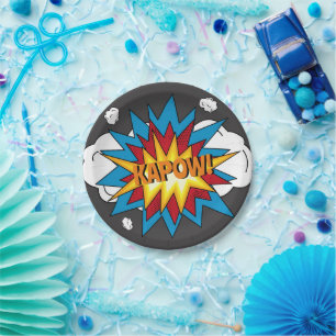 Modern Colorful Comic Book KAPOW Pop Art Paper Plate