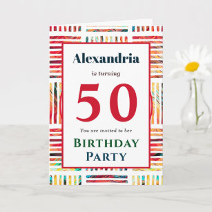 Modern Colorful Fabulous 50th Birthday Invitation