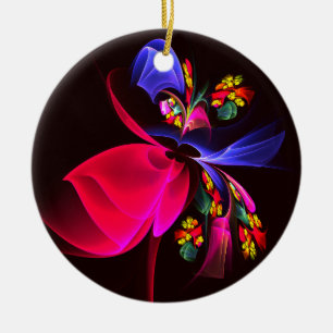 Modern Colorful Floral Abstract Art Pattern #06 Ceramic Ornament