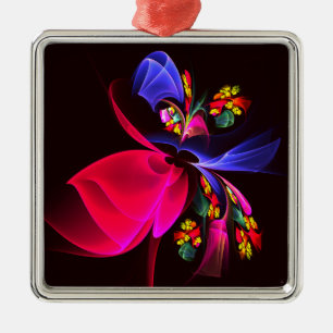 Modern Colorful Floral Abstract Art Pattern #06 Metal Ornament