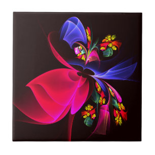 Modern Colorful Floral Abstract Art Pattern #06 Tile