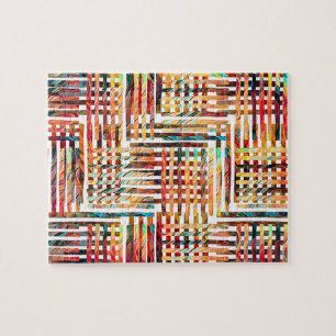 Modern Colorful Geometric Striped Pattern  Jigsaw Puzzle