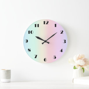 Modern colorful gradient Watercolor Rainbow Large Clock