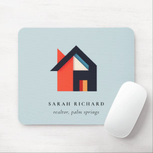 Modern Colorful House Logo Realtor Blue Red Orange Mouse Pad