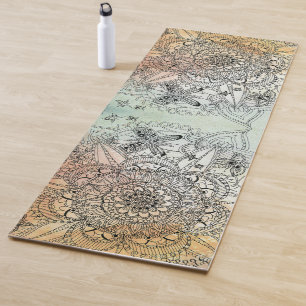 Modern Colorful Intricate Mandala Butterfly Yoga Mat
