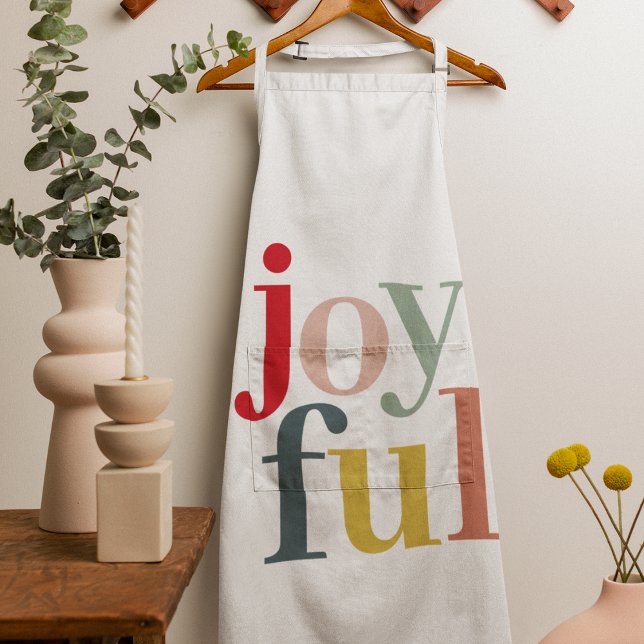 Modern Colorful Joyful Christmas Holiday Gift Apron (Creator Uploaded)