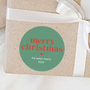 Modern Colorful Merry Christmas Classic Round Sticker