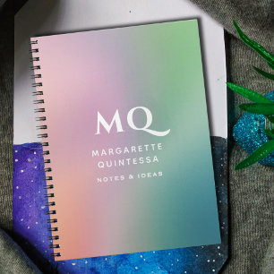 Modern Colorful Pastel and White Monogram Initials Notebook