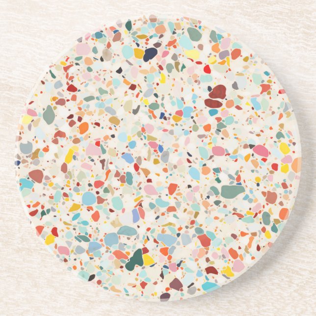 Modern Colorful Pastel Terrazzo Pattern Coaster (Front)