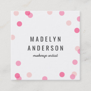 Modern Colorful Pink Confetti Square Business Card