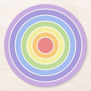Modern Colorful Rainbow Colors Pattern Round Paper Coaster