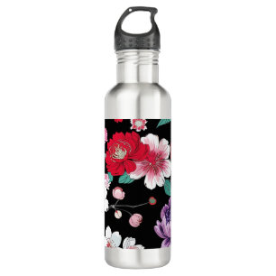 Modern Colorful Sakura Flower Japan Birthday party 710 Ml Water Bottle