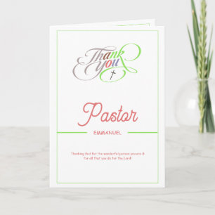 Modern Colorful Script Pastor Appreciation Card