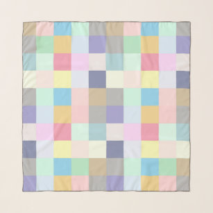 Modern Colorful Squares Checkered Pattern Scarf