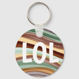 Modern Colorful Stripes CUSTOMIZE IT Neutral Green Keychain