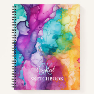Modern Colorful Watercolor Art Monogram Sketchbook Notebook