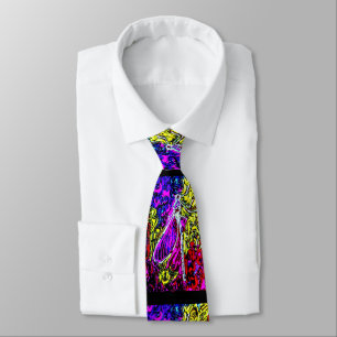Modern colorful watercolor dragon fly tie