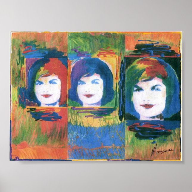 Modern Colorful Watercolor Jackie Kennedy Collage Poster (Front)