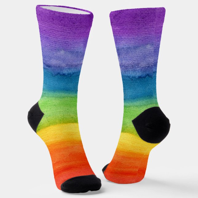 Modern Colorful Watercolor Pattern Socks (Angled)