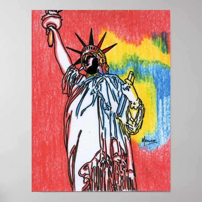 Modern colorful watercolor Statue of liberty Poster (Front)