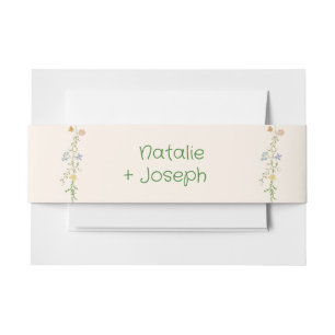 Modern Colorful Whimsical Pastel Floral Wedding Invitation Belly Band