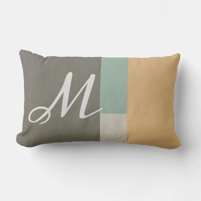 modern colour block abstract monogram lumbar pillow (Front)