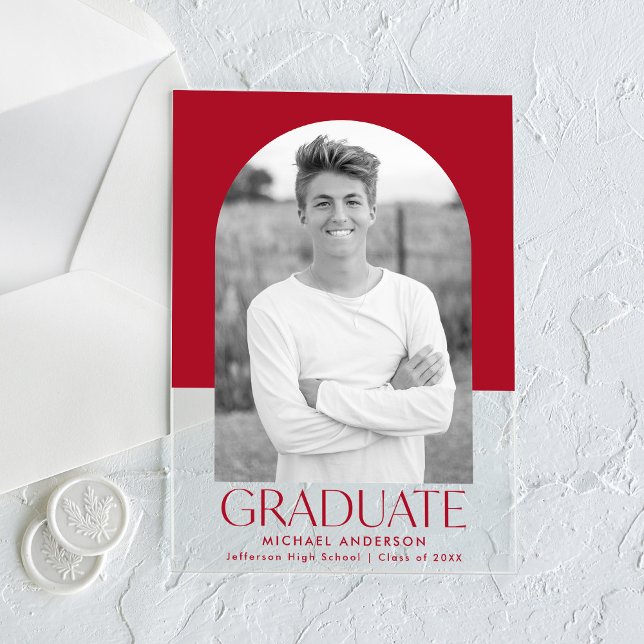 Modern Colour Block Acrylic Graduation Announcemen Invitations (Creator Uploaded)