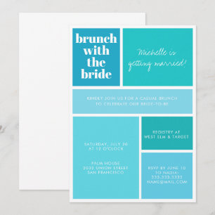 Modern Colour Block Blue Turquoise Bridal Shower Invitation