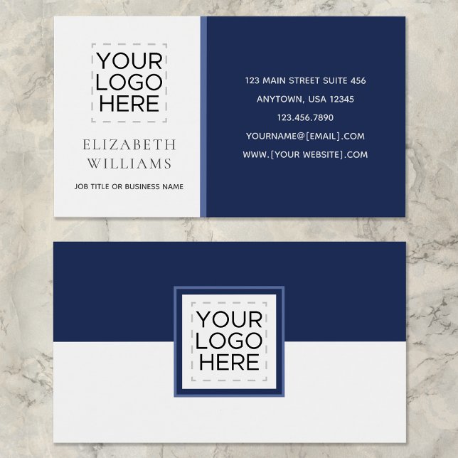 Modern Colour Block Blue White Business Cards (Creator Uploaded)