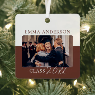 Modern Colour Block Custom Graduate Year Photo Metal Ornament