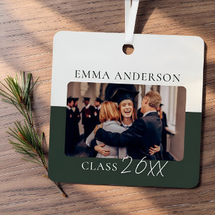 Modern Colour Block Custom Graduate Year Photo Metal Ornament