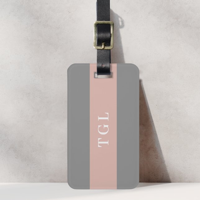Modern Colour Block Custom Monogram Luggage Tag (Creator Uploaded)
